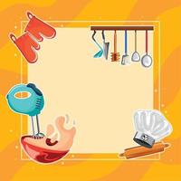 kitchen equipment poster vector