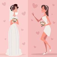 elegant bride and bridesmaid vector