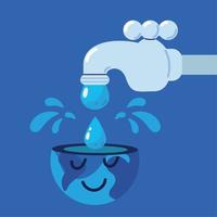 gota de agua mundial y grifo vector