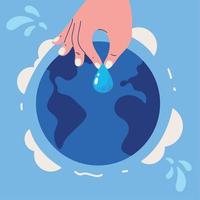 world and water drop vector
