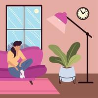 alone woman relaxing vector