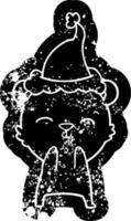 caricatura feliz icono angustiado de un oso polar con sombrero de santa vector
