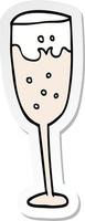 sticker of a cartoon champagne glass vector