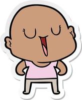 sticker of a happy cartoon bald man vector