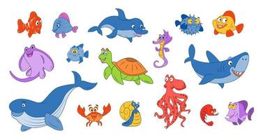 Set of marine animals vector