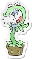 sticker of a cartoon carnivorous plant vector