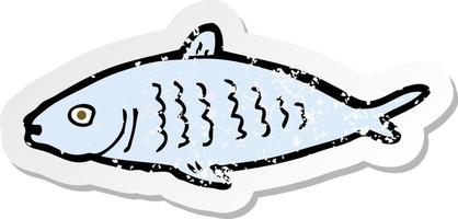 retro distressed sticker of a cartoon fish vector