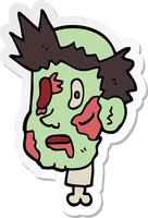 pegatina de una cabeza de zombi de dibujos animados vector