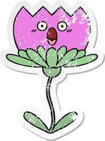 distressed sticker of a cute cartoon flower vector