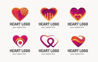 conjunto de logotipo de corazón vector