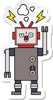 sticker of a cute cartoon broken robot vector