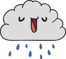 caricatura, kawaii, clima, lluvia, nube vector