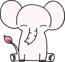 quirky hand drawn cartoon elephant vector