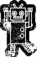 dancing robot distressed icon vector