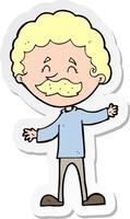 sticker of a cartoon happy man with mustache vector
