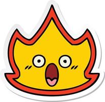 sticker of a cute cartoon fire vector