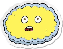 sticker of a shocked cartoon cloud face vector