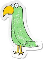 retro distressed sticker of a cartoon parrot vector