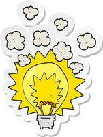 sticker of a cartoon light bulb shining vector