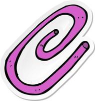 sticker of a cartoon paperclip vector