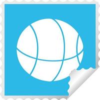 square peeling sticker cartoon basket ball vector