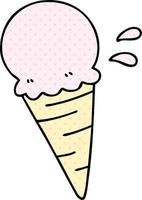 quirky comic book style cartoon vanilla ice cream vector