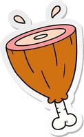 sticker cartoon doodle of a joint of ham vector