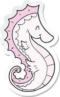 sticker of a cartoon sea horse vector