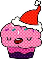 dibujos animados de navidad de cupcake kawaii vector