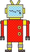 comic book style cartoon crying robot vector