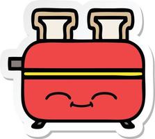 sticker of a cute cartoon of a toaster vector