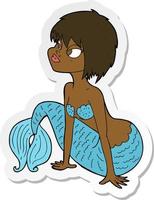 sticker of a cartoon pretty mermaid vector