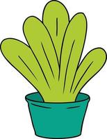 cartoon doodle of a green indoor plant vector