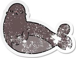 distressed sticker of a cartoon seal vector