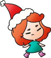 dibujos animados de gradiente de navidad de chica kawaii vector
