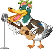 Cartoon duck playing guitar vector