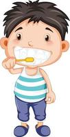 Boy cartoon brushing teeth vector