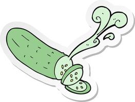 sticker of a cartoon sliced cucumber vector