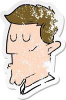 distressed sticker of a cartoon serious man vector