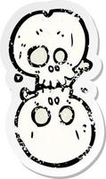 retro distressed sticker of a cartoon halloween bone number vector