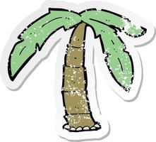 retro distressed sticker of a cartoon palm tree vector