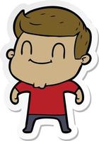 sticker of a cartoon friendly man vector