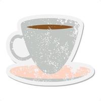coffee cup and saucer grunge sticker vector