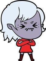 annoyed cartoon vampire girl vector