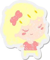 cartoon happy girl grunge sticker vector