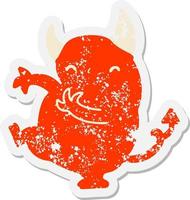 little dancing devil grunge sticker vector