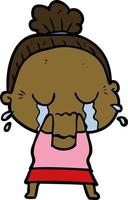 cartoon crying old lady vector