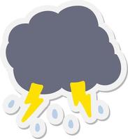 happy storm cloud sticker vector