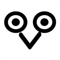 icono de cara de pájaro mirando fijamente vector