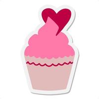 valentine cup cake sticker vector